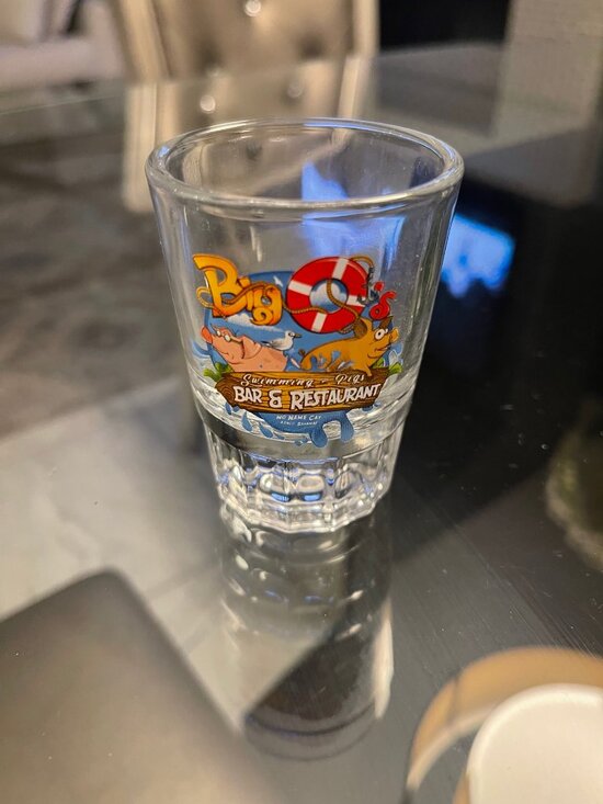 The Unbranded Brand Other - Big O's Swimming Pigs Shot Glass Bahamas Souvenir Bar & Restaurant $15 Retail